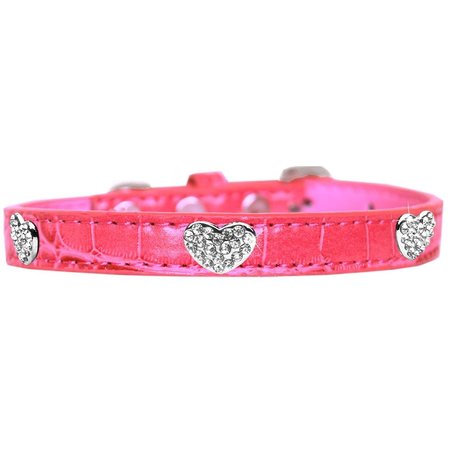MIRAGE PET PRODUCTS Croc Crystal Heart Dog CollarBright Pink Size 16 720-11 BPKC16